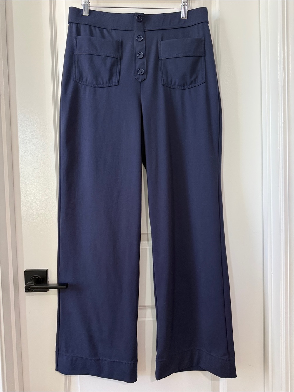 HALARA Navy Straight-Leg Pants with Front Patch Pockets